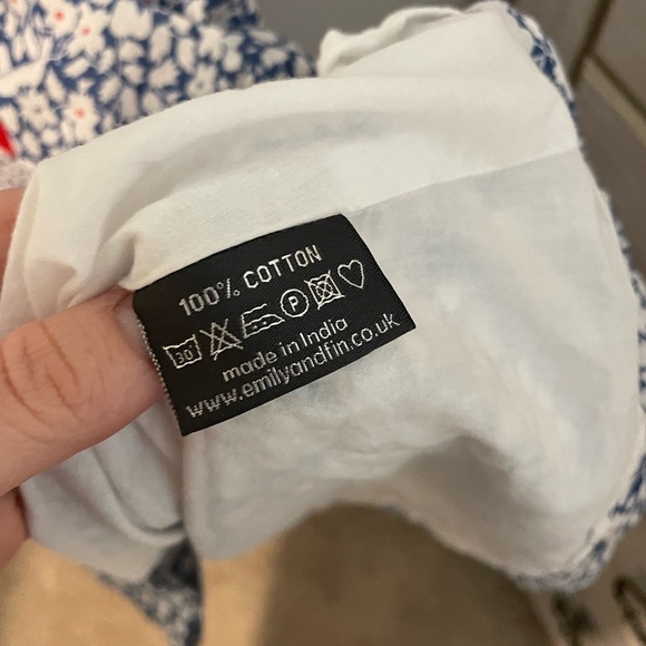 Floral Blue Midi Dress with Red Accents - Picture 4 of 5